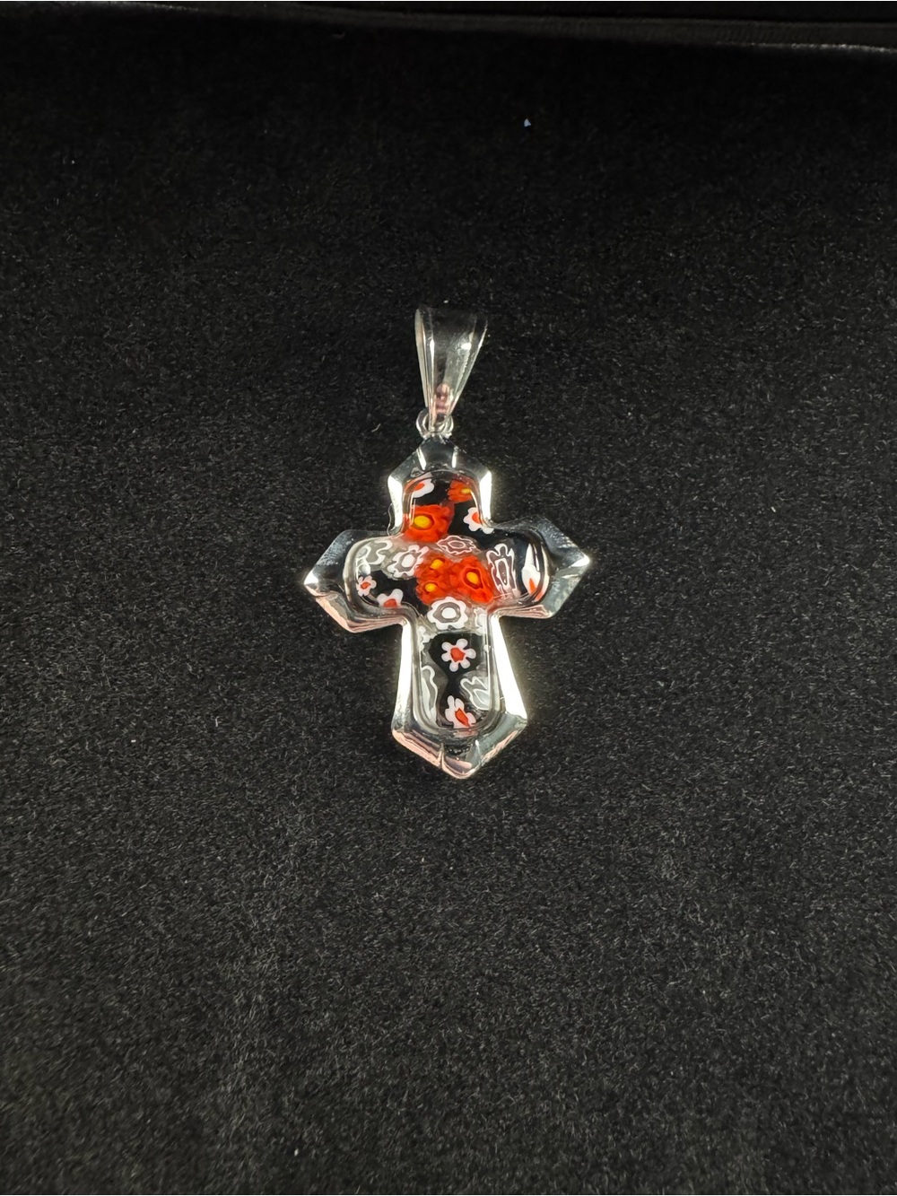 Ben Junot Millefiori Glass Cross Pendant